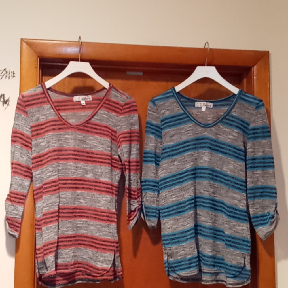 Derek Heart Striped Cover-up Sweaters, L #0028